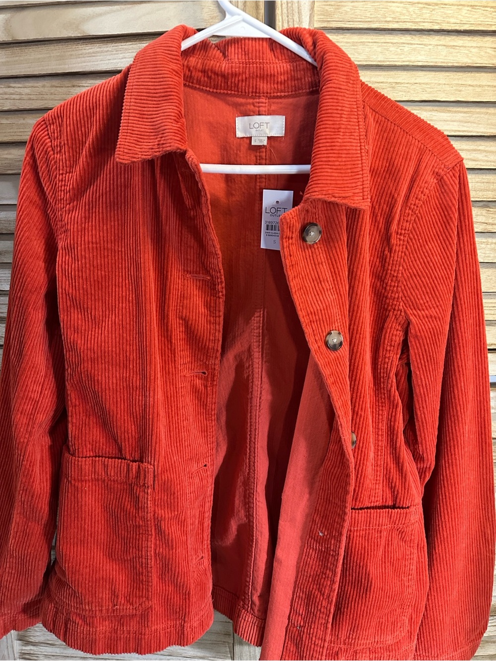 LOFT Women's burnt red/orange  Corduroy Button-Front Jacket